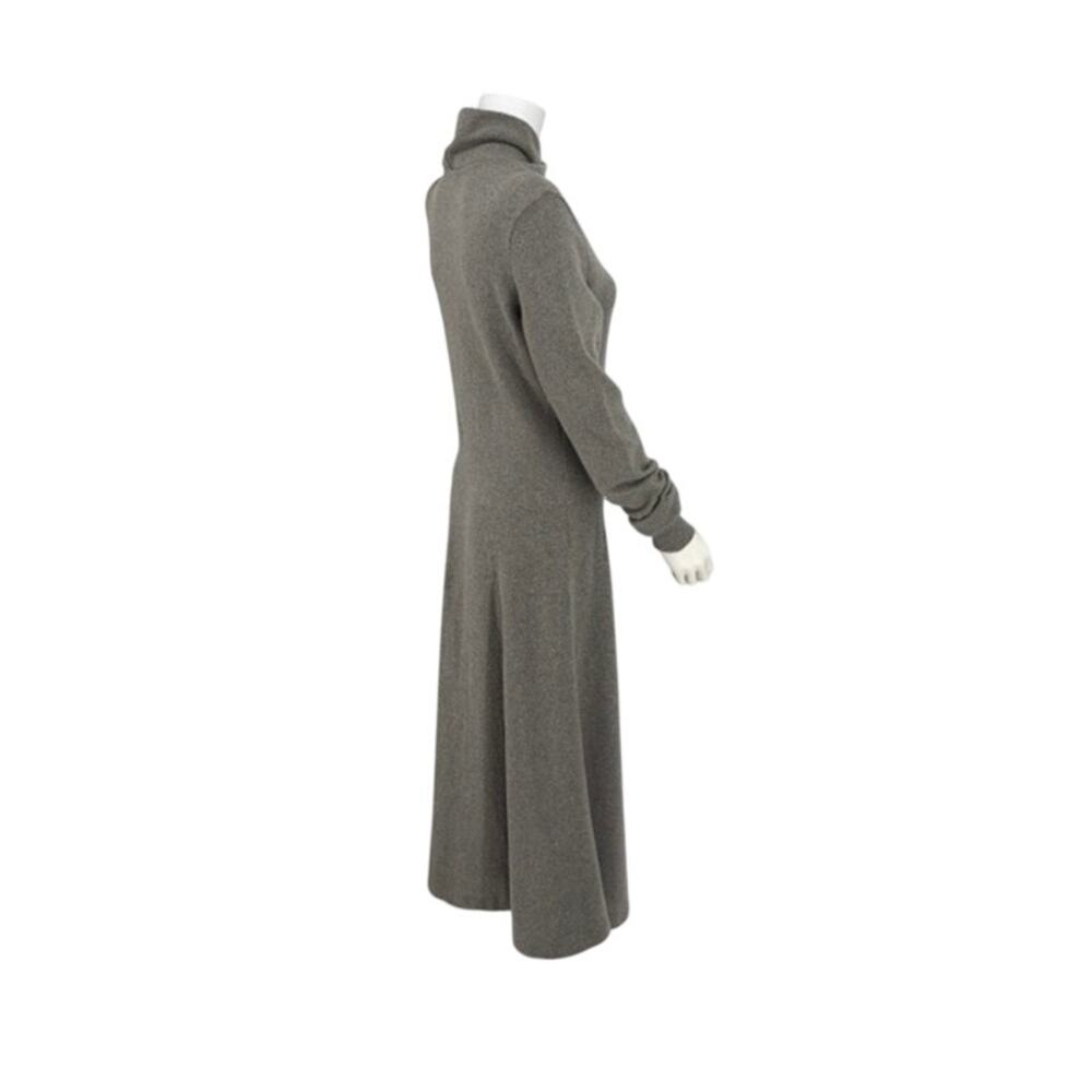 Ralph Lauren Women 100% Cashmere Gray Cowlneck Long Sleeve Midi Sweater Dress L - Picture 12 of 13